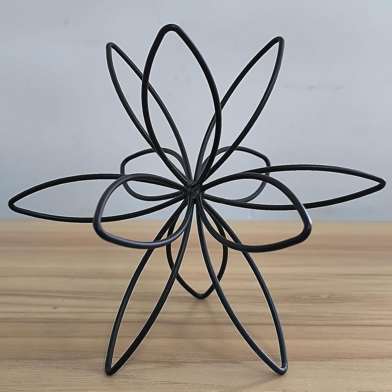 Mocome 8" Black Sphere Decor, Abstract Tabletop Decorative Ball, Metal Floral Handmade Decorative Sculpture Home Decor Statues - Image 1